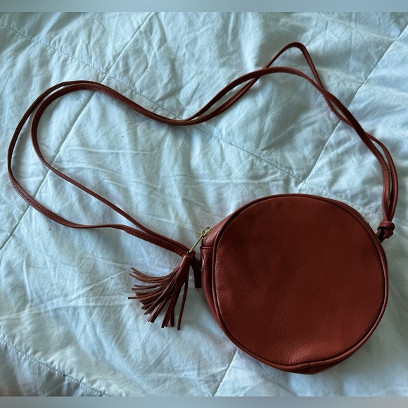Vintage American Apparel Leather Crossbody Circle Purse - Picture 1 of 3